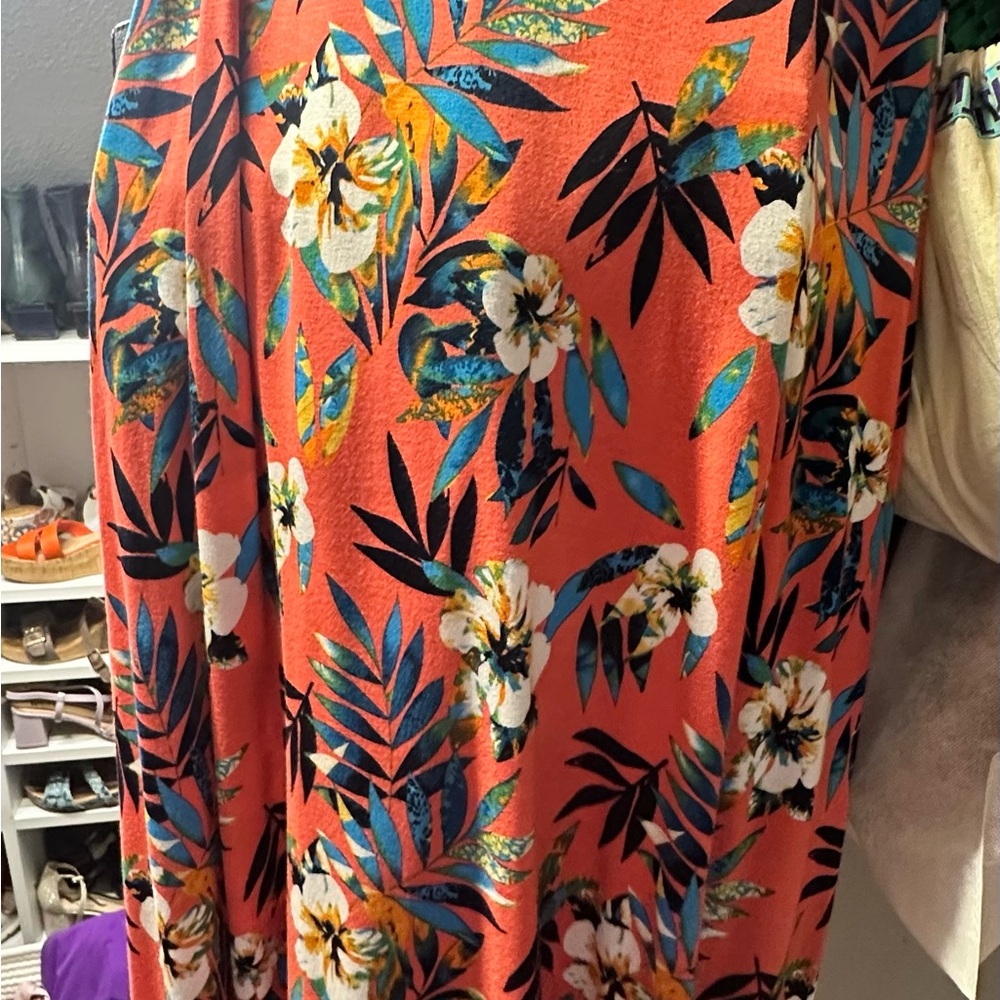 Loveappella Vibrant Coral and Navy Skirt